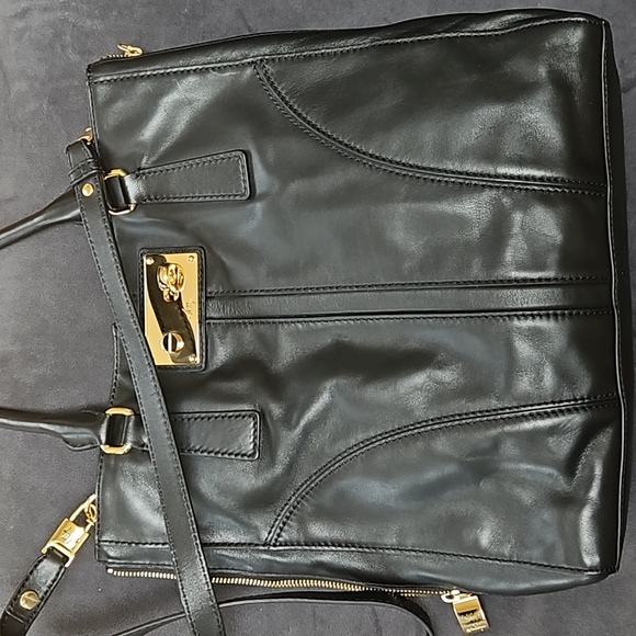 Milly black leather expandable  tote - Picture 12 of 15